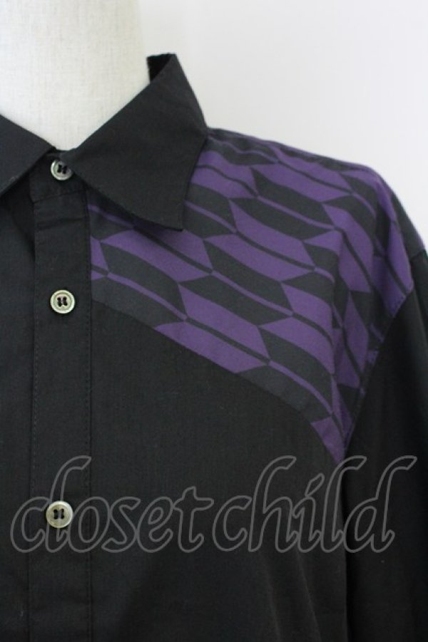 AXES-X / 矢羽根ＰＴ＆桔梗刺繍シャツ L ブラック T-25-07-02-021-LO-TO-SA-ZI AXES-X / 矢羽根PT＆桔梗刺繍シャツ L ブラック T-25-07-02
