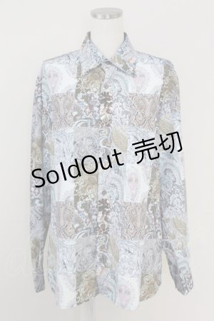 画像: AXES-X / パッチワーク柄シャツ M ベージュ T-25-07-02-023-LO-BL-SA-ZI