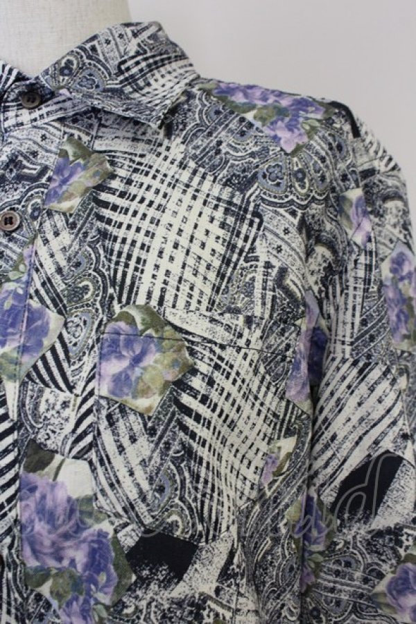 画像4: axes femme / チェック×ローズ七分シャツ M パープル T-25-07-02-024-AX-BL-SA-ZI (4)