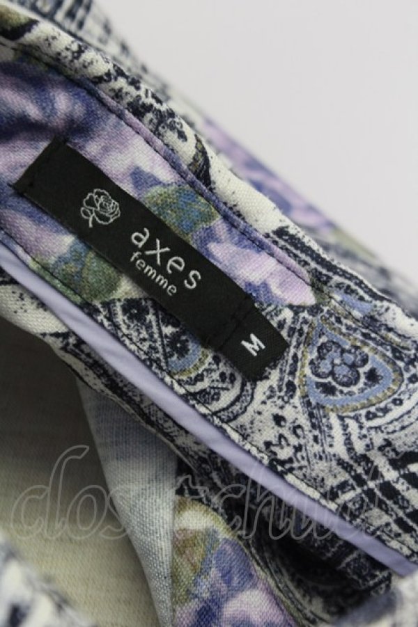 画像5: axes femme / チェック×ローズ七分シャツ M パープル T-25-07-02-024-AX-BL-SA-ZI (5)