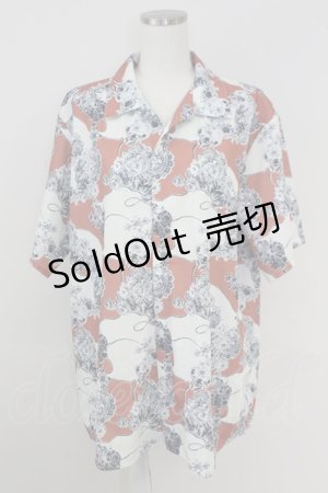画像: AXES-X / レース柄プリントシャツ L オレンジ T-25-07-02-009-LO-BL-SA-ZI