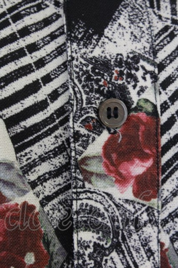 画像6: axes femme / チェック×ローズ七分シャツ M レッド T-25-07-02-020-AX-BL-SA-ZI (6)