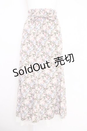 画像: axes femme / 花柄マーメイドフレアスカート  ブルー T-25-07-05-008-AX-SK-SA-ZI