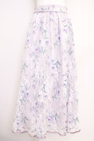 画像: axes femme / フラワー柄レーシーロングスカート  ピンク T-25-07-05-011-AX-SK-SA-ZI