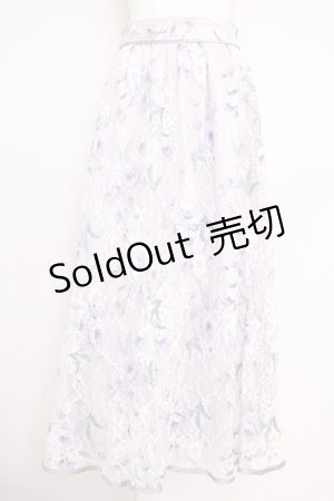 画像: axes femme / フラワー柄レーシーロングスカート  ピンク T-25-07-05-011-AX-SK-SA-ZI
