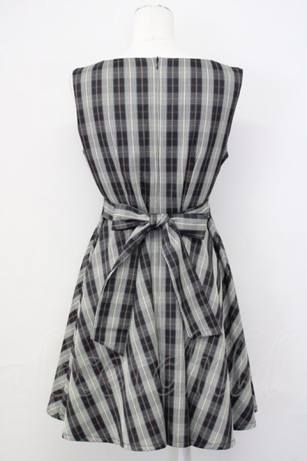 画像2: evelyn / タータンチェックノースリーブワンピース  黒チェック T-25-07-08-017-LO-OP-SA-ZT414 (2)