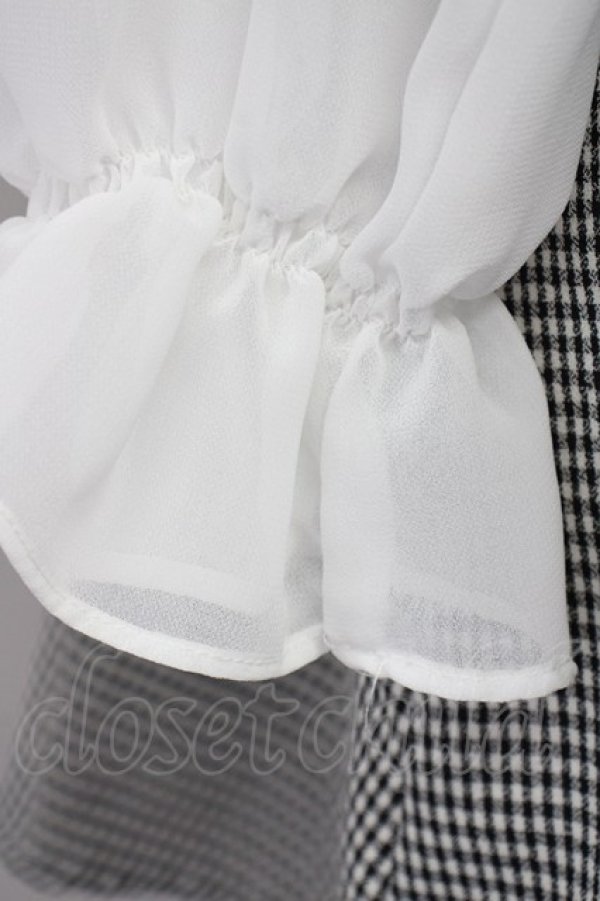 画像5: Ank Rouge / ギンガムチェック&シフォン袖ドッキングワンピース  黒Ｘ白 T-25-07-08-020-CA-OP-SA-ZT350 (5)