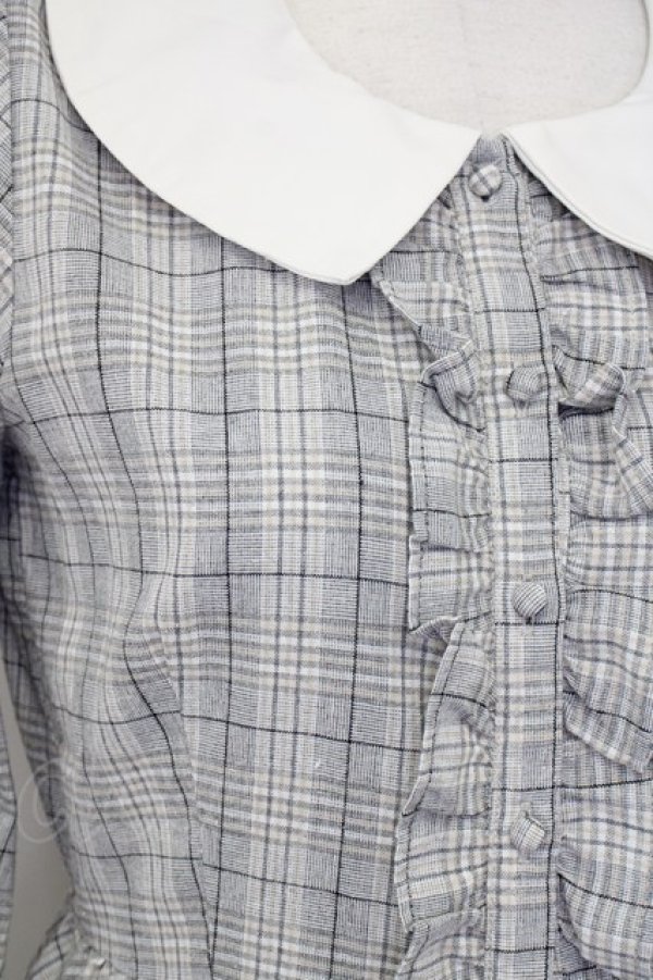 画像3: Honey Cinnamon / チェックフリルワンピース  グレーＸ白 T-25-07-08-021-LO-OP-SA-ZT350 (3)