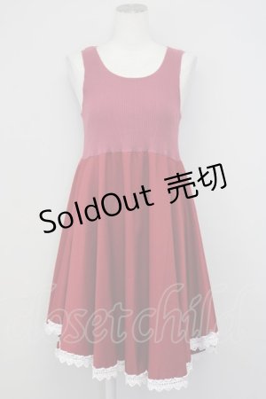 画像: Favorite / ニット切替ノースリーブワンピース  ボルドー T-25-07-08-022-LO-OP-SA-ZT350