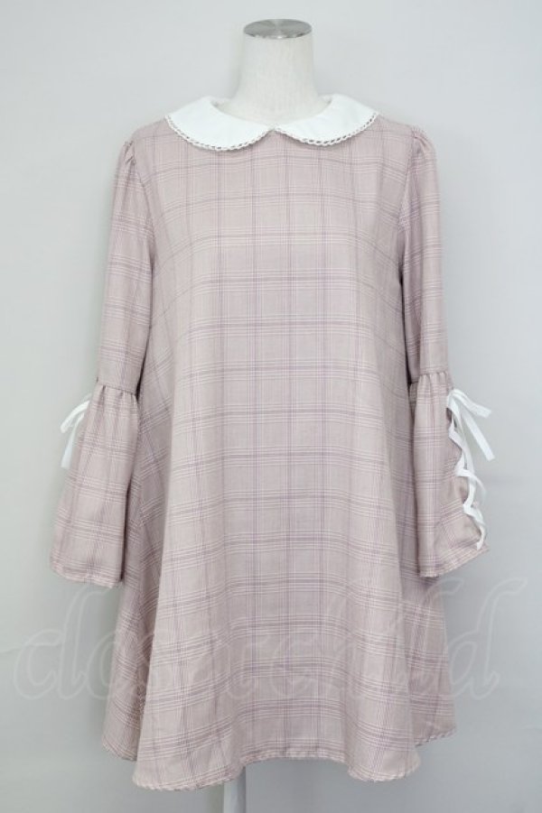 画像1: LIZ LISA / 襟付グレンチェックワンピース  チェックＸ白 T-25-07-08-023-LO-OP-SA-ZT349 (1)