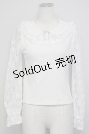 画像: Secret Honey / レース襟&袖トップス  白 T-25-07-08-003-CA-TO-SA-ZT