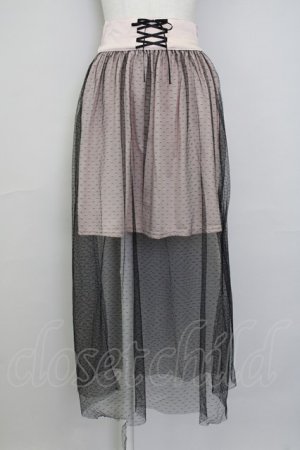 画像: Ank Rouge / チュールレイヤードスカート  ピンクＸ黒 T-25-07-08-031-CA-SK-SA-ZT