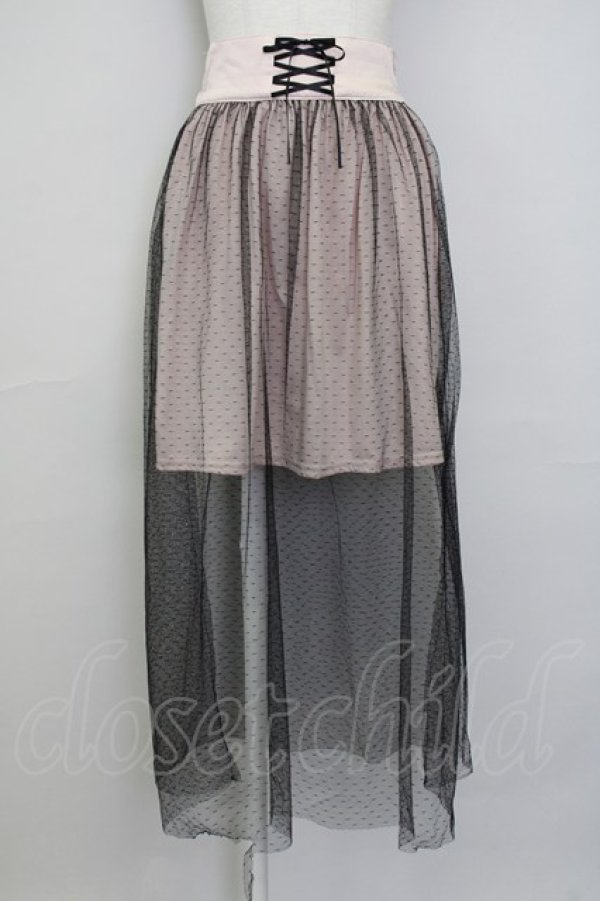 画像1: Ank Rouge / チュールレイヤードスカート  ピンクＸ黒 T-25-07-08-031-CA-SK-SA-ZT242 (1)