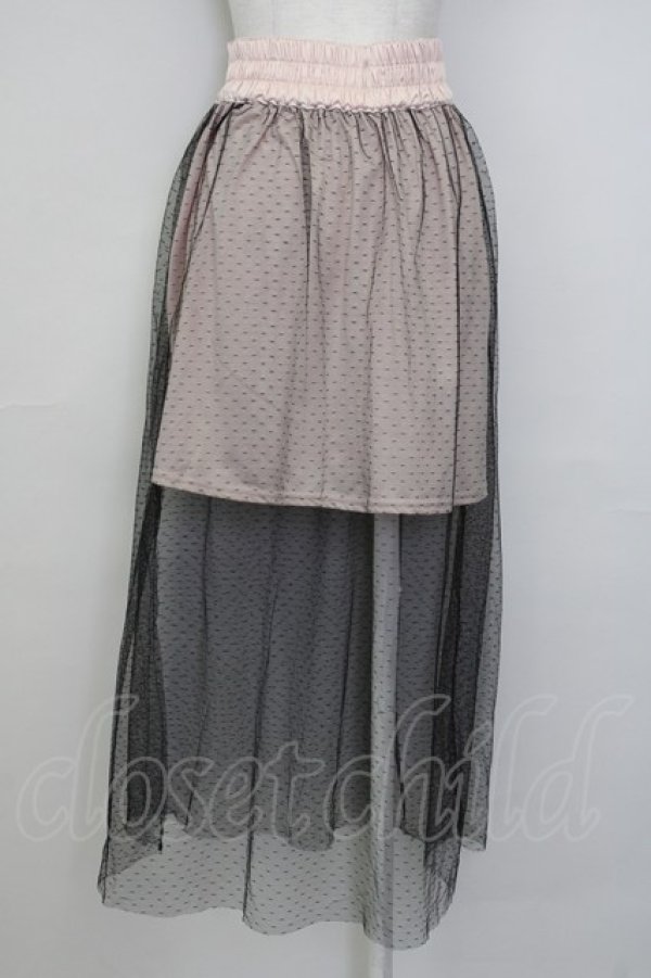 画像2: Ank Rouge / チュールレイヤードスカート  ピンクＸ黒 T-25-07-08-031-CA-SK-SA-ZT242 (2)