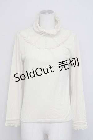 画像: axes femme / レース切り替えハイネックカットソー  アイボリー T-25-07-08-004-AX-TO-SA-ZT429