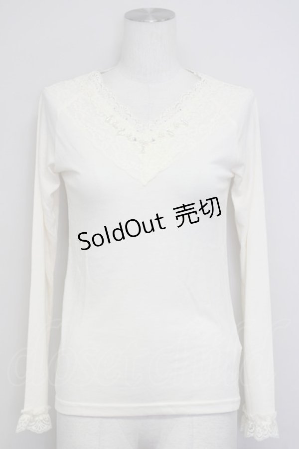 画像1: axes femme / パールレースインナーカットソー M 生成り T-25-07-08-005-AX-TO-SA-ZT429 (1)