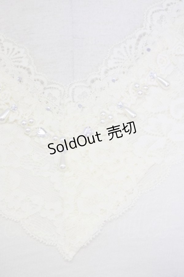 画像4: axes femme / パールレースインナーカットソー M 生成り T-25-07-08-005-AX-TO-SA-ZT429 (4)