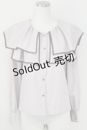 画像: axes femme / パイピングビッグ襟ブラウス  ピンク T-25-07-09-005-AX-BL-SA-ZI