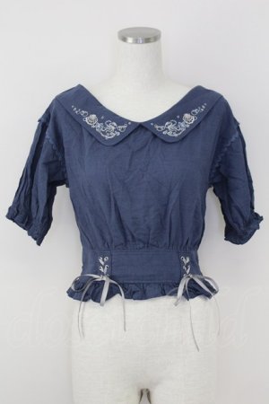 画像: axes femme / マリン刺繍オフショルブラウス  青 T-25-07-09-006-AX-BL-SA-ZT