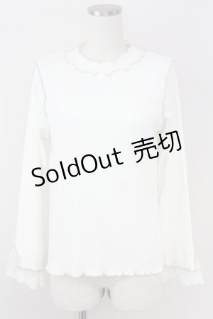画像: axes femme / バイカラーメロー袖レースプルオーバー  アイボリー T-25-07-09-010-AX-TO-SA-ZI