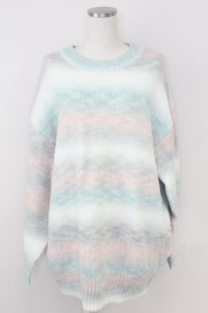 画像: axes femme / モヘア風グラデーションニット  ミントＸピンクＸ白 T-25-07-09-014-AX-TO-SA-ZT