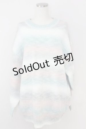 画像: axes femme / モヘア風グラデーションニット  ミントＸピンクＸ白 T-25-07-09-014-AX-TO-SA-ZI