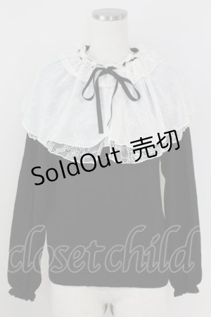 画像: axes femme / レース重ねケープニットプルオーバー  黒Ｘアイボリー T-25-07-09-015-AX-TO-SA-ZI