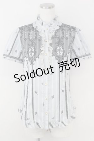 画像: axes femme / パネルプリント半袖ブラウス M グレー T-25-07-09-003-AX-BL-SA-ZI