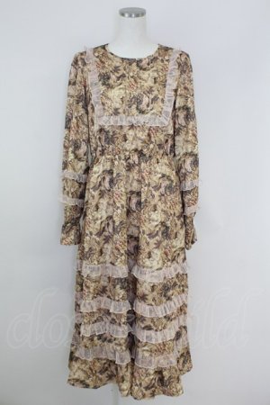 画像: axes femme NOSTALGIE / ヴィンテージフラワー柄ワンピース  ブラウンＸピンク T-25-07-09-024-AX-OP-SA-ZT