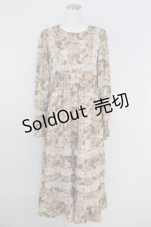 画像: axes femme NOSTALGIE / ヴィンテージフラワー柄ワンピース  ブラウンＸピンク T-25-07-09-024-AX-OP-SA-ZI
