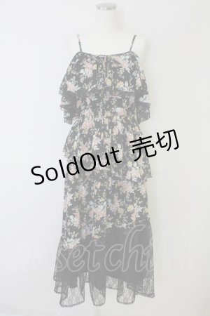 画像: axes femme / フラワーシャワープリントワンピース  黒 T-25-07-09-025-AX-OP-SA-ZT