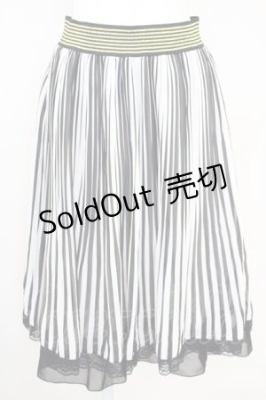 画像: axes femme / ストライププリーツスカート  黒Ｘ白 T-25-07-10-001-AX-SK-SA-ZI