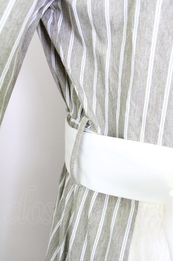 画像5: axes femme / ストライプバイカラーワンピース  アイボリーＸカーキ T-25-07-10-016-AX-OP-SA-ZI (5)