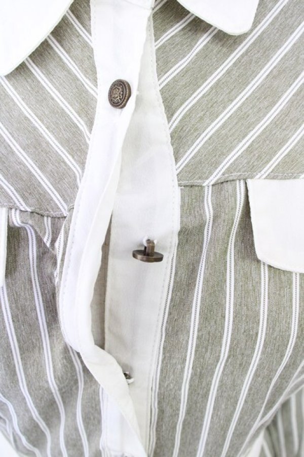 画像8: axes femme / ストライプバイカラーワンピース  アイボリーＸカーキ T-25-07-10-016-AX-OP-SA-ZI (8)