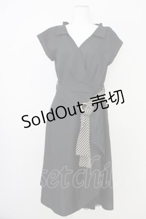 画像: axes femme / ラップ風シャツワンピース  黒 T-25-07-10-018-AX-OP-SA-ZI