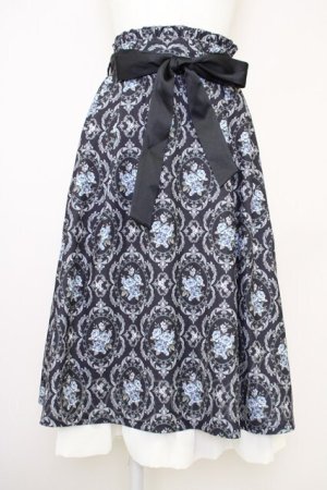 画像: axes femme POETIQUE / リボンビットイレヘムスカート  黒Ｘ青Ｘ白 T-25-07-10-014-AX-SK-SA-ZT
