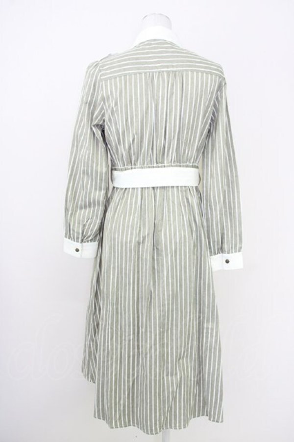 画像2: axes femme / ストライプバイカラーワンピース  アイボリーＸカーキ T-25-07-10-016-AX-OP-SA-ZI (2)