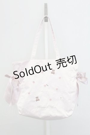画像: Maison de FLEUR / くまうさ刺繍リボントートバッグ  ピンク T-25-07-12-011-LO-BG-OW-ZT-K024