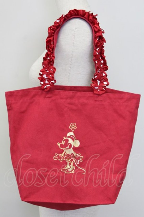画像1: Maison de FLEUR / ディズニーストアコラボトートバッグ  赤 T-25-07-12-016-LO-BG-OW-ZT-K024 (1)