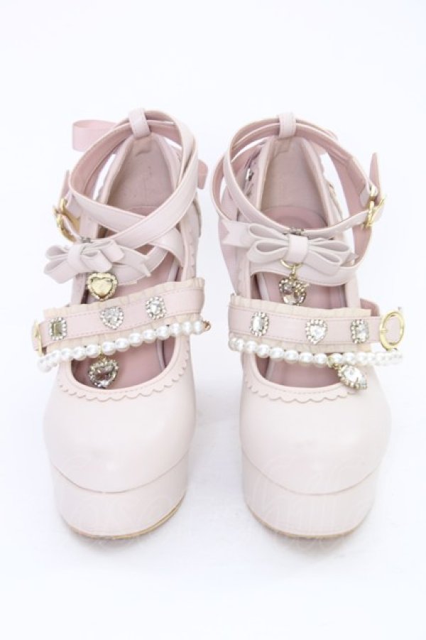 ビジューパールクロスストラップパンプス リズリサ LIZLISA LIZ LISA / ビジューパールクロスストラップパンプス 1 ピンク T