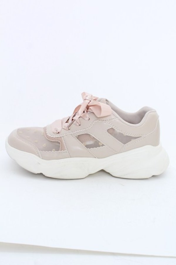 画像4: m petit by misako / ハートチュールスニーカー L ピンクベージュ T-25-07-13-010-LO-SH-IG-ZT-K022 (4)