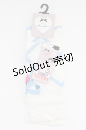 画像: Lovely Tency / ECMAOVKイチゴ　オーバーニー 23-25ｃｍ シロ×サックス T-25-07-14-004-LO-ZA-OW-ZT