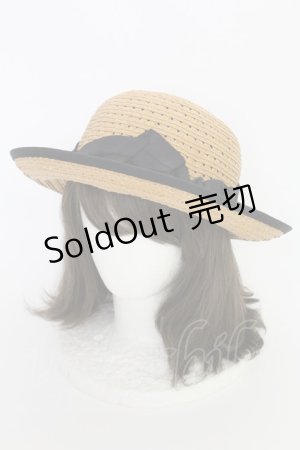 画像: axes femme / リボンストローハット 57.5cm ナチュラルｘクロ T-25-07-14-035-AX-AC-YM-ZT-K016