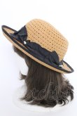 画像2: axes femme / リボンストローハット 57.5cm ナチュラルｘクロ T-25-07-14-035-AX-AC-YM-ZT-K016 (2)