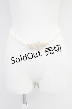 画像: axes femme / サクラ装飾パールゴムベルト  ゴールド T-25-07-14-044-AX-ZA-OW-ZT445-F009