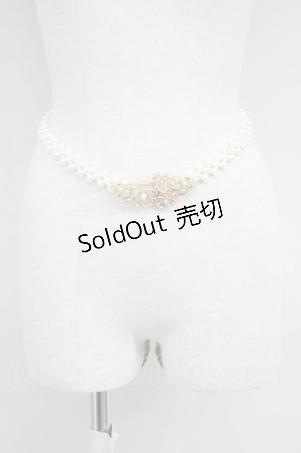 画像1: axes femme / サクラ装飾パールゴムベルト  ゴールド T-25-07-14-044-AX-ZA-OW-ZT445-F009 (1)