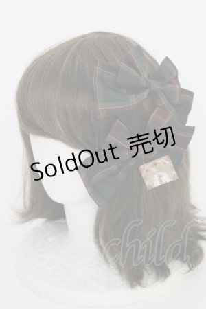 画像: Amavel / Dolly Holidayチェックダブルリボンクリップ  グリーン T-25-07-14-019-CA-ZA-OW-ZT437-F006