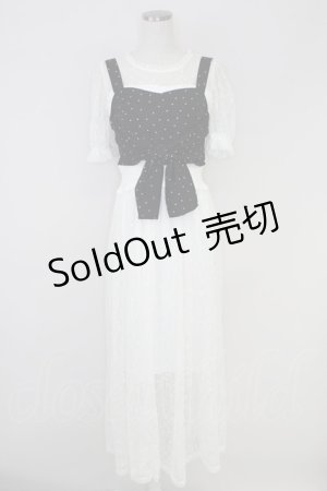 画像: Ank Rouge / ドットビスチェ付レースワンピース  黒ｘ白 T-25-07-17-026-CA-OP-HI-ZS