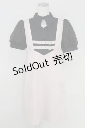 画像: EAT ME / ダブルベルトドッキングワンピース  ピンクｘ黒 T-25-07-17-029-LO-OP-AS-ZS