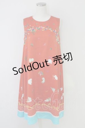 画像: Cherir la femme franche lippee / いたずらねこノースリーブワンピース  オレンジ T-25-07-17-038-LO-OP-HI-ZS